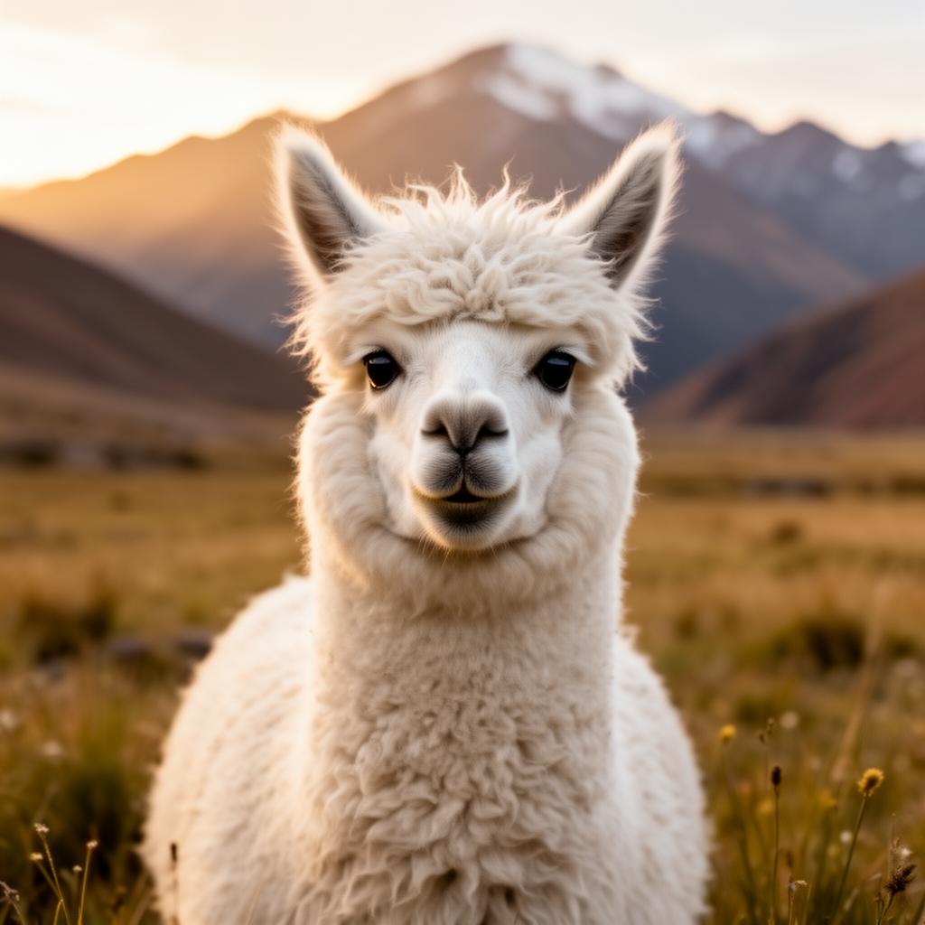 Friendly alpaca in Andean highlands